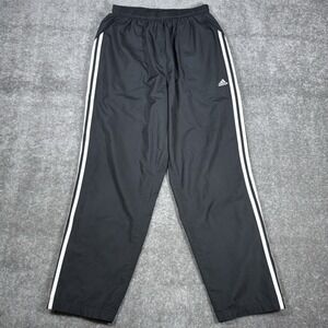 Adidas Track Pants Men's Large Black Zip‎ Ankle Pockets Mesh Lined